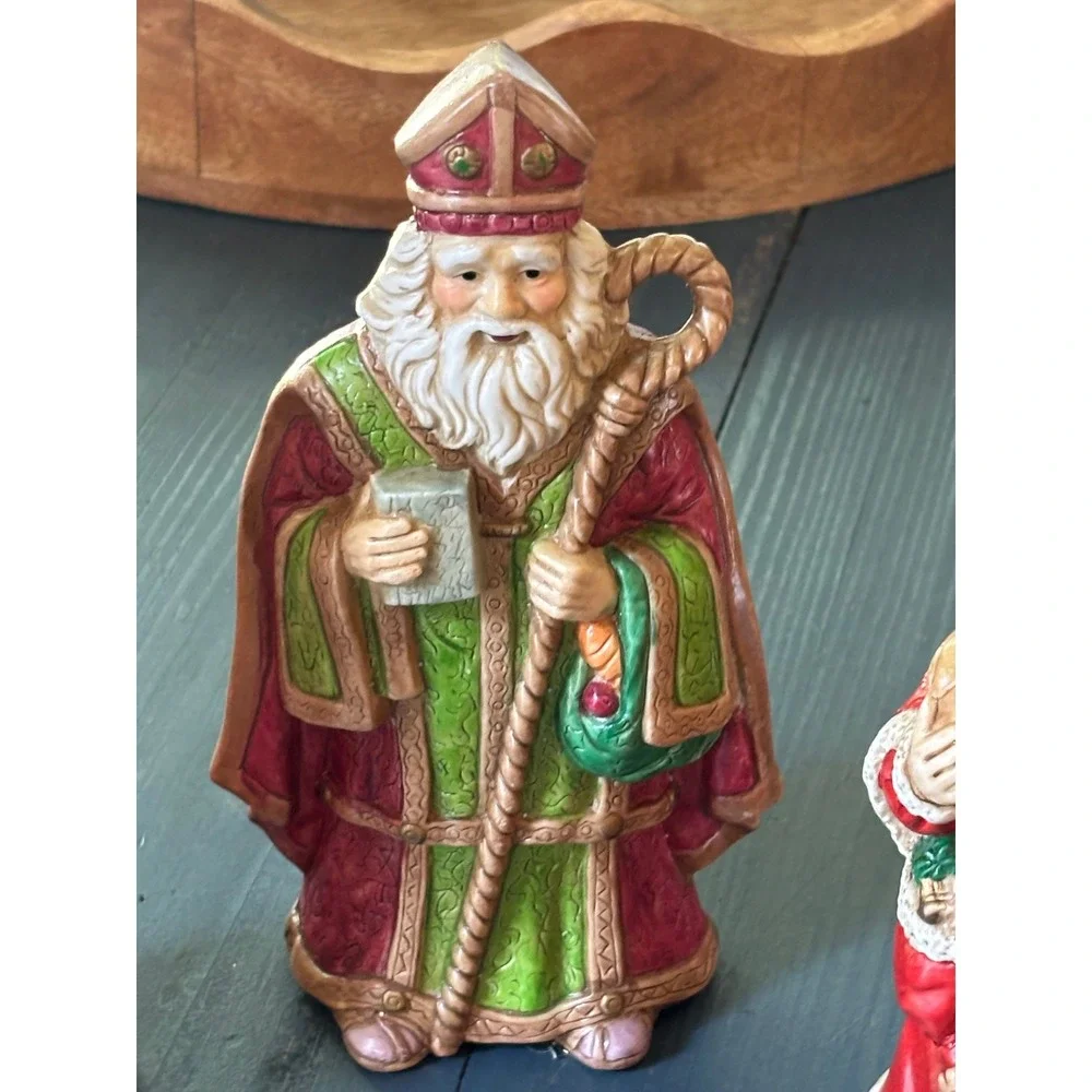 Brinns 1992 Vitg. Santa Claus Father Christmas Figurines Set of 3 Ceramic Decor
